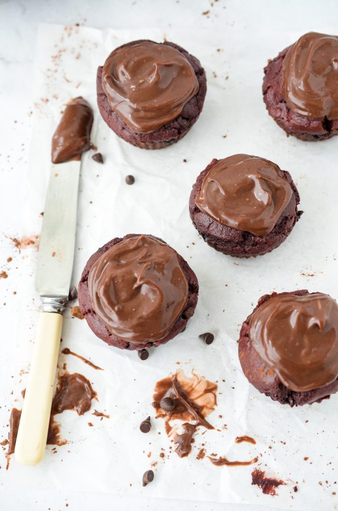 Easy Beetroot Blender Muffins With Chocolate Ganache Icing