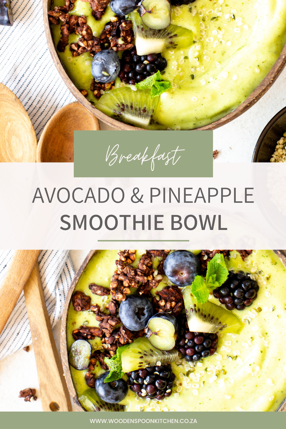 Avocado and pineapple smoothie bowl