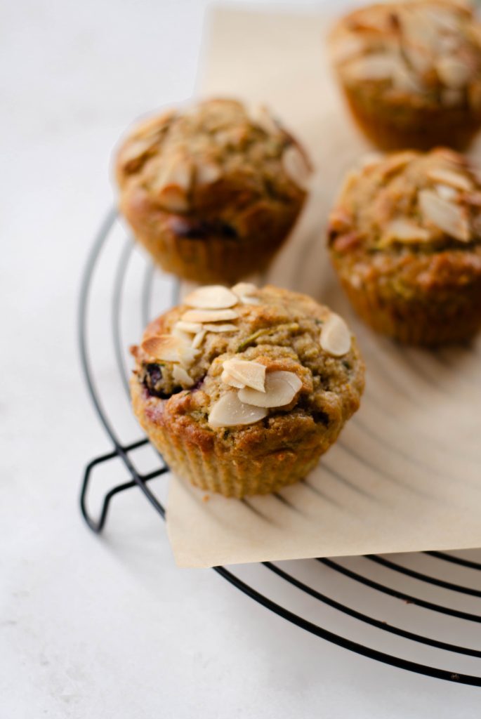 Blueberry, baby marrow and almond muffins